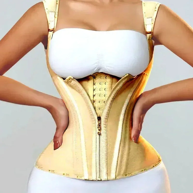 JayHune Fajas Colombianas Waist Trainer Corset – Double Compression, Zipper & Hook, Slimming Body Shaper-DH03